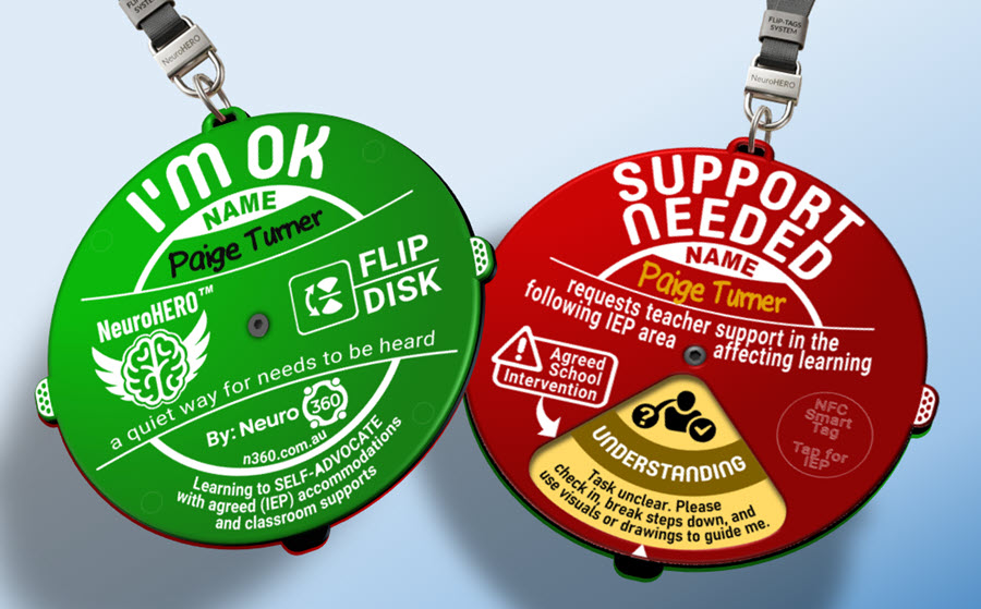 NeuroCALM Flip Disk — green and red faces