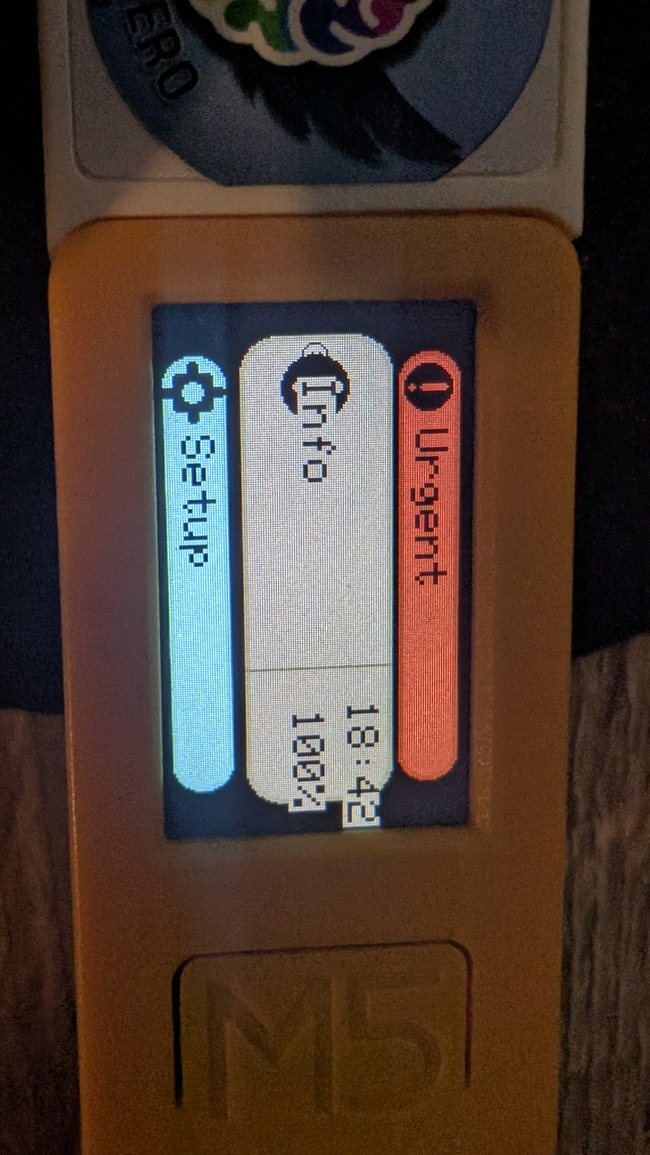 Voice student device screen — Setup, Support, Urgent