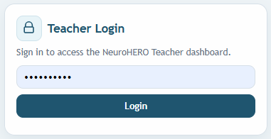 Teacher workspace login and local access screen